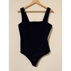 Abercrombie & Fitch Soft A&F Black Bodysuit Thong Snap Bottom Womens L NWOT
